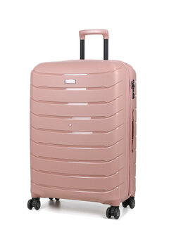 Большой чемодан Snowball 61303 из полипропилена на 107/121 л Розовый