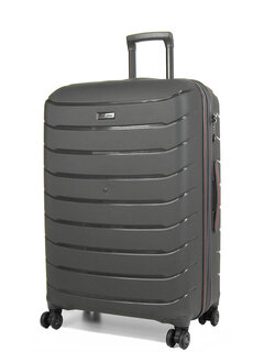 Большой чемодан Snowball 61303 из полипропилена на 107/121 л Серый