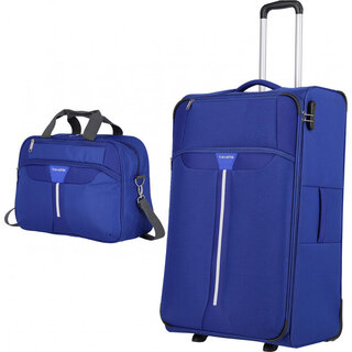 Середнія 2-х колісна валіза Travelite SPEEDLINE на 89 л + дорожня сумка Синій