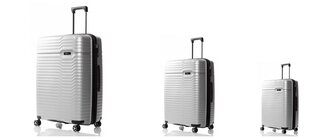 Набор дорожный чемоданов на колесах V&V Travel Summer Breeze из полипропилена с расширительной молнией Серебристый