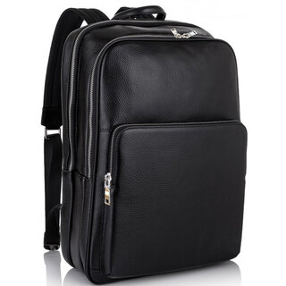 Мужской кожаный рюкзак для ноутбука на два отдела Tiding Bag Черный