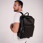 Чоловічий шкіряний рюкзак для ноутбука на два відділи Tiding Bag Чорний