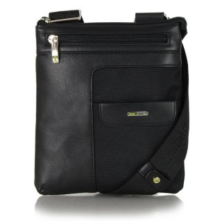 Acciaio Polo 1 л сумка на плечо из натуральной кожи и нейлона черная