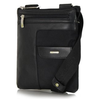 Acciaio Polo 1 л сумка на плече з натуральної шкіри та нейлону чорна