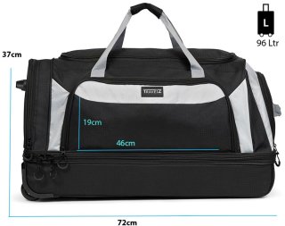 Велика сумка на колесах TravelZ Wheelbag Doubleloader на 96 літрів із поліестеру Чорна
