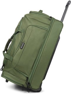 Большая сумка на колесах TravelZ Wheelbag Doubleloader на 96 литров из полиэстера Зеленая