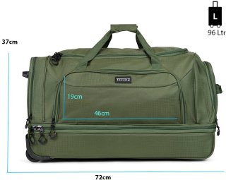 Большая сумка на колесах TravelZ Wheelbag Doubleloader на 96 литров из полиэстера Зеленая