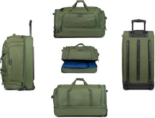 Большая сумка на колесах TravelZ Wheelbag Doubleloader на 96 литров из полиэстера Зеленая