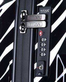 Большой чемодан из поликарбоната 90 л Titan X2, черный с белым
