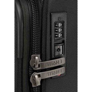 Большой чемодан Titan PRIME 91/105 л весом 3,7 кг из полиэстера  Черный