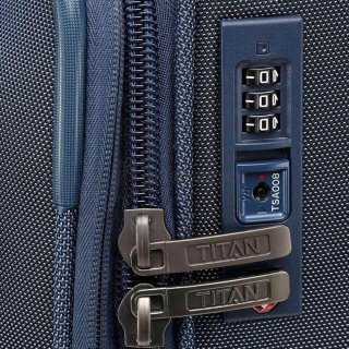 Большой чемодан Titan PRIME 91/105 л весом 3,7 кг из полиэстера Синий