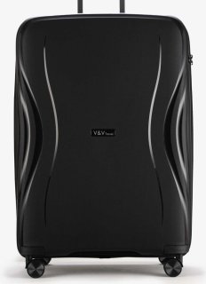 Большой чемодан V&V Travel Flash light 2.0 с расширением на 115/125 л весом 4,3 кг из полипропилена Черный