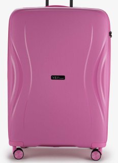 Большой чемодан V&V Travel Flash light 2.0 с расширением на 115/125 л весом 4,3 кг из полипропилена Розовый