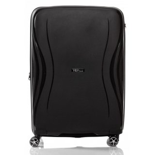 Большой чемодан V&V Travel TIFFANY из полипропилена на 115/125 л весом 4,3 кг Черный
