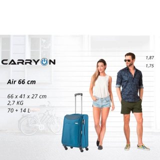 CarryOn AIR (M) Steel Blue 70/84 л чемодан из полиэстера на 4 колесах синий
