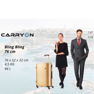 CarryOn Bling Bling (L) Champagne 94 л чемодан из поликарбоната на 4 колесах шампань