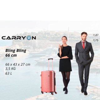 CarryOn Bling Bling (M) Rose Gold 63 л чемодан из поликарбоната на 4 колесах розовое золото