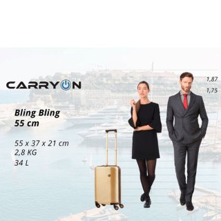 CarryOn Bling Bling (S) Champagne 34 л чемодан из поликарбоната на 4 колесах шампань