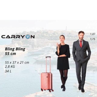 CarryOn Bling Bling (S) Rose Gold 34 л чемодан из поликарбоната на 4 колесах розовое золото