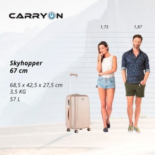 CarryOn Skyhopper (M) Champagne 57 л чемодан из поликарбоната на 4 колесах шампань