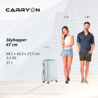 CarryOn Skyhopper (M) Silver 57 л чемодан из поликарбоната на 4 колесах серебро