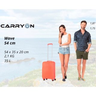 CarryOn Wave (S) Coral 35 л чемодан из поликарбоната на 4 колесах коралловый