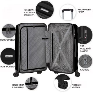 Чемодан ручная кладь CarryOn Porter на 35 л весом 2,5 кг Черный