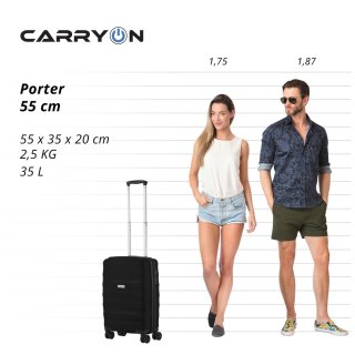 Чемодан ручная кладь CarryOn Porter на 35 л весом 2,5 кг Черный