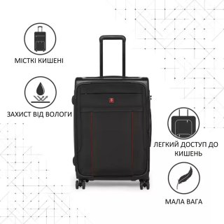 Валіза ручна поклажа Swissbrand Perth на 39 л вагою 2,2 кг із тканини/пластику Чорний
