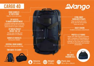 Дорожня (спортивна) сумка-рюкзак Vango Cargo на 40 л Синя