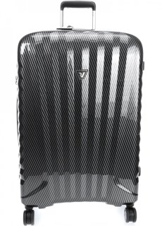 Элитный чемодан гигант из поликарбоната и кожи 113 л Roncato Uno Zip Delux Limited Edition, карбон