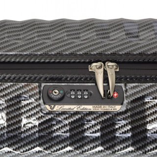 Элитный чемодан гигант из поликарбоната и кожи 113 л Roncato Uno Zip Delux Limited Edition, карбон