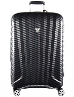 Элитный чемодан гигант из поликарбоната и кожи 113 л Roncato Uno Zip Delux Limited Edition, карбон