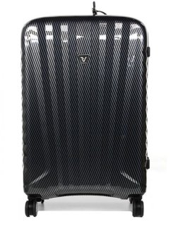 Элитный чемодан гигант из поликарбоната и кожи 113 л Roncato Uno Zip Delux Limited Edition, карбон