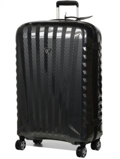 Элитный чемодан гигант из поликарбоната и кожи 113 л Roncato Uno Zip Delux Limited Edition, карбон