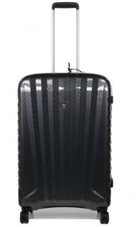 Элитный чемодан гигант из поликарбоната и кожи 113 л Roncato Uno Zip Delux Limited Edition, карбон