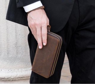 Клатч чоловічий Tiding Bag з натуральної шкіри Коричневий