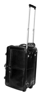 Кожаная дорожная сумка на 2-х колесах 32 л Vip Collection 5225 Black