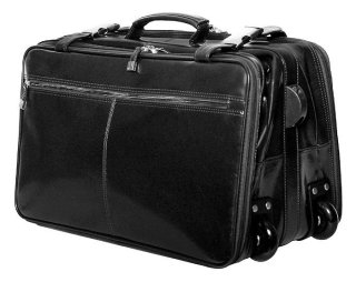 Кожаная дорожная сумка на 2-х колесах 32 л Vip Collection 5225 Black