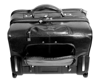 Кожаная дорожная сумка на 2-х колесах 36 л Vip Collection 47865 Black