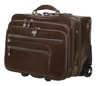Кожаная дорожная сумка на 2-х колесах 36 л Vip Collection 47865 Brown