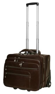 Кожаная дорожная сумка на 2-х колесах 36 л Vip Collection 47865 Brown
