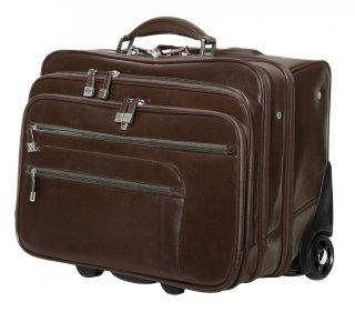 Кожаная дорожная сумка на 2-х колесах 36 л Vip Collection 47865 Brown