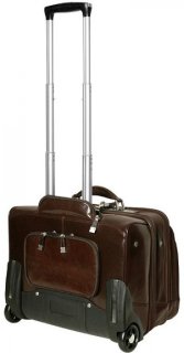Кожаная дорожная сумка на 2-х колесах 36 л Vip Collection 47865 Brown