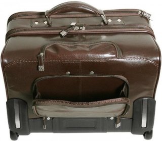 Кожаная дорожная сумка на 2-х колесах 36 л Vip Collection 47865 Brown