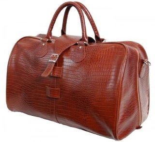 Кожаная дорожная сумка саквояж 45 л VIP COLLECTION, коньячный