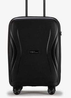 Мала валіза V&V Travel Flash light 2.0 ручна поклажа на 40 л вагою 2,2 кг з поліпропілену Чорний Мала валіза V&V Travel Flash light 2.0 ручна поклажа на 40 л вагою 2,2 кг з поліпропілену Чорний