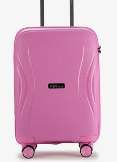 Малый чемодан V&V Travel Flash light 2.0 ручная кладь на 40 л весом 2,2 кг из полипропилена Розовый