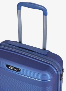 Мала валіза ручна поклажа V&V Travel Metallo – 38 л, 2,4 кг Синя