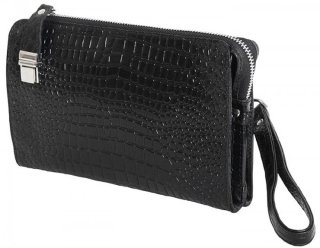 Мужская кожаная борсетка Vip Collection 410 Black croco